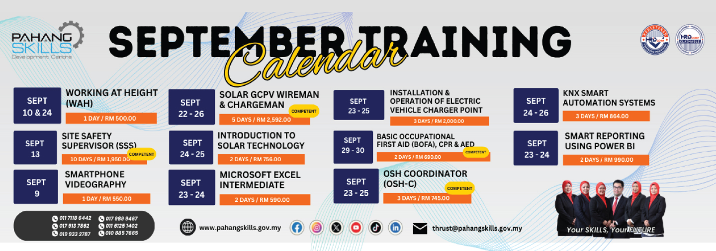 PSDC SEPT CALENDAR TRAINING 